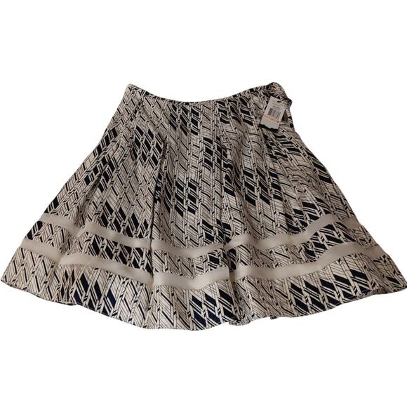 NEW 100% Silk Pleated Skirt 2‎ Kenneth Cole Cream Blue Dressy Career Event - Picture 10 of 11